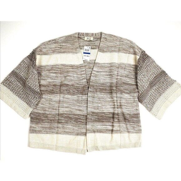 Style & Co Beige Brown Cardigan Sweater Top XL Cotton Open NEW - Picture 1 of 6